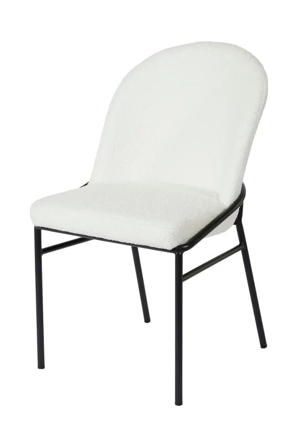 GBO - Eetkamerstoel ST2301-4 - Boucle - Wit - 50x40x51cm | Belga Meubelen Online