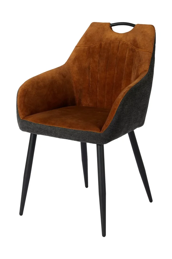 GBO - Eetkamerstoel ST2302-2 - Stof - Cognac/Grijs - 51x41x51cm | Belga Meubelen New
