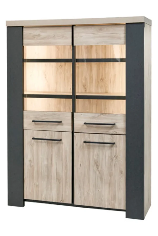 GBO - Vitrine Hercules - Beach Oak + Grey Rock - 140x188x45cm | Belga Meubelen Fashion
