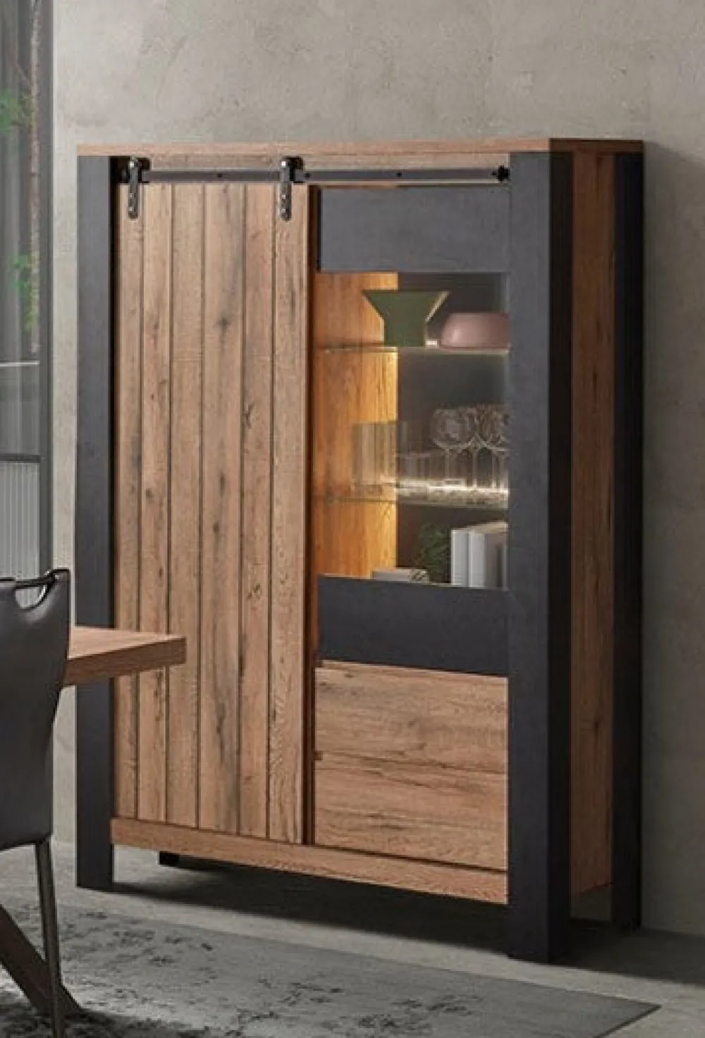 gbo__vitrine_simon__scarl_0.webp GBO - Vitrine Simon - Scarlet oak - 118x180x45cm | Belga Meubelen Best