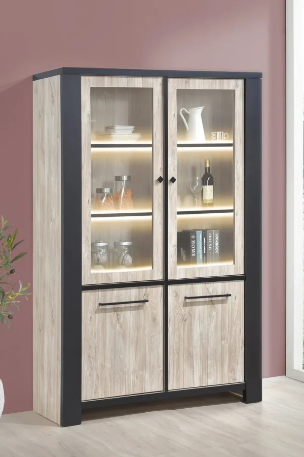 GBO - Vitrine Thor - Beach oak - 130x195x45cm | Belga Meubelen Clearance