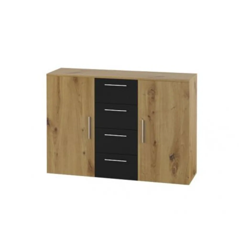 hm__commode_vera__artisaa_0.webp HM - Commode Vera - Artisaan Eik/Zwart - 132x92x38cm | Belga Meubelen Fashion