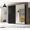 HM - Kleerkast Beta - 2 schuifdeuren - Zwart - 200x210x61cm | Belga Meubelen Outlet