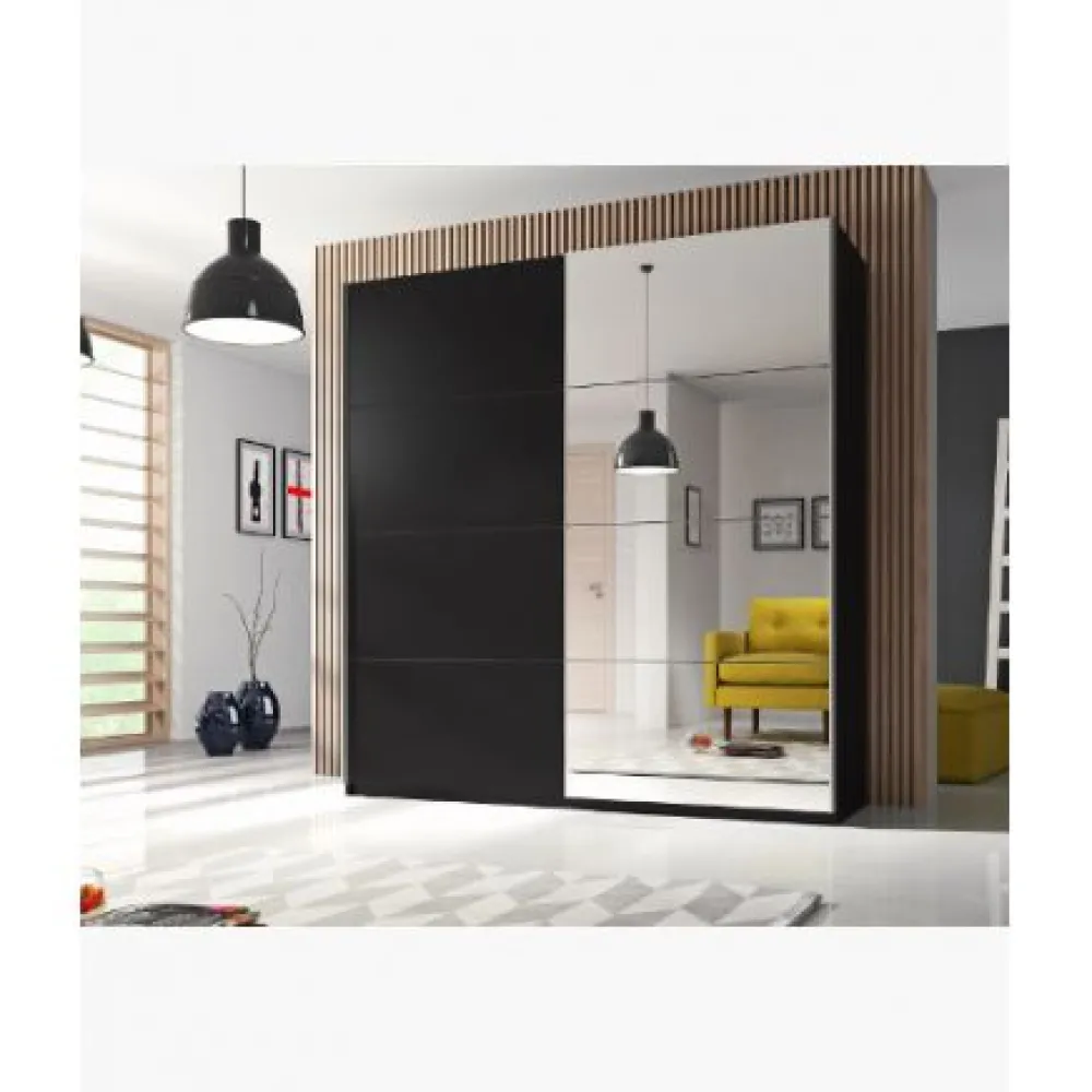hm__kleerkast_beta__zwart_0.webp HM - Kleerkast Beta - Zwart - 220x210x61cm | Belga Meubelen Fashion