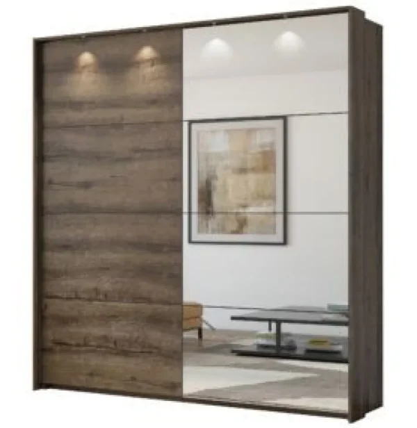 HV - Kleerkast Century - 2 schuifdeuren - Donkere Eik - 228x240x64cm | Belga Meubelen Outlet