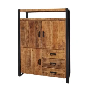 IDE - Barkast Sohoto - Massief - Mangohout/Zwart - 115c160x45cm | Belga Meubelen Sale