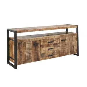 IDE - Dressoir Sohoto - Massief - Mangohout/Zwart - 180x80x45cm | Belga Meubelen Best
