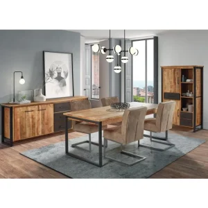 IDE - Eetkamer San Remo - 3-delige set - Massief - Mangohout/Zwart | Belga Meubelen New