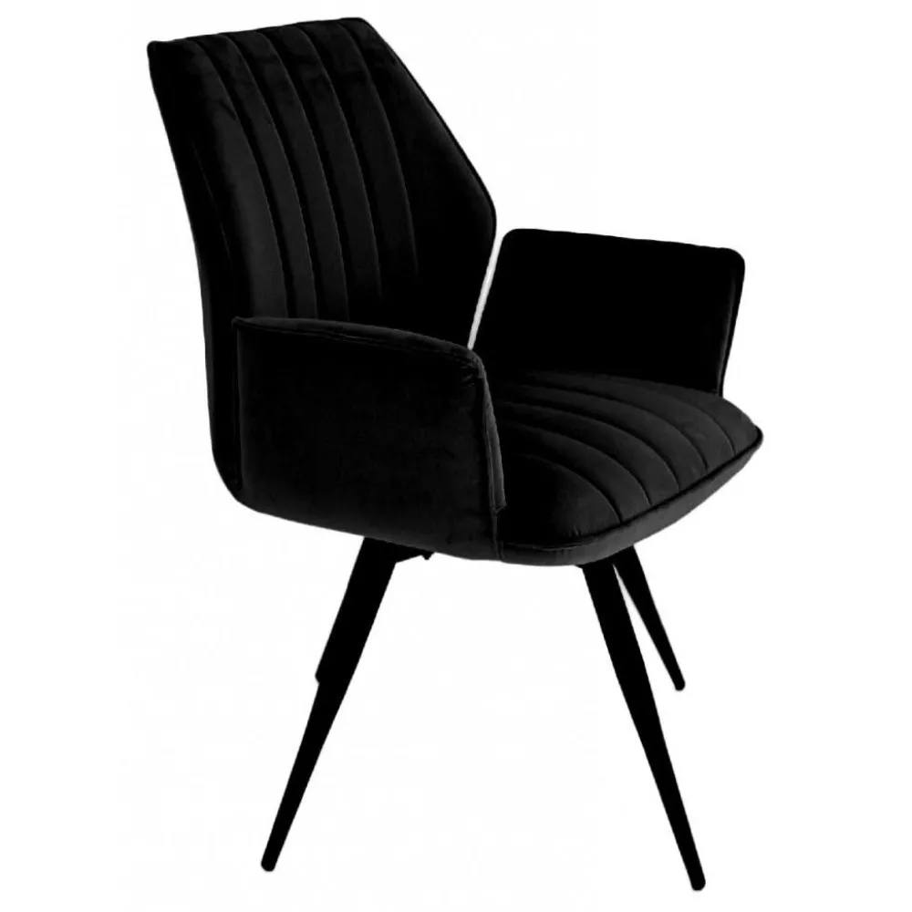 ide__eetkamerstoel__percy_0-1.webp IDE - Eetkamerstoel Percy - Stof - Velvet - Zwart - 60x89x55cm | Belga Meubelen Sale