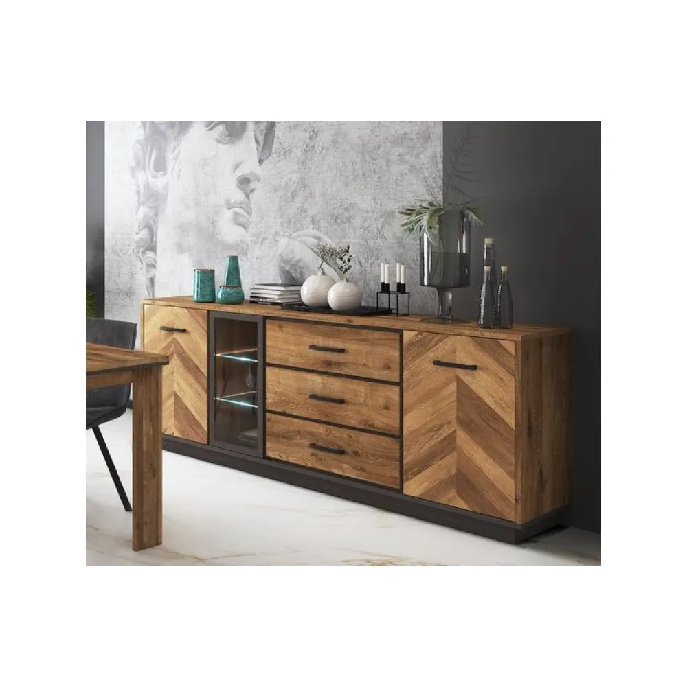 jad__dressoir_felix__met__0.webp JAD - Dressoir Felix - Met ledverlichting - Donkere Eik - 220x88x50cm | Belga Meubelen Online