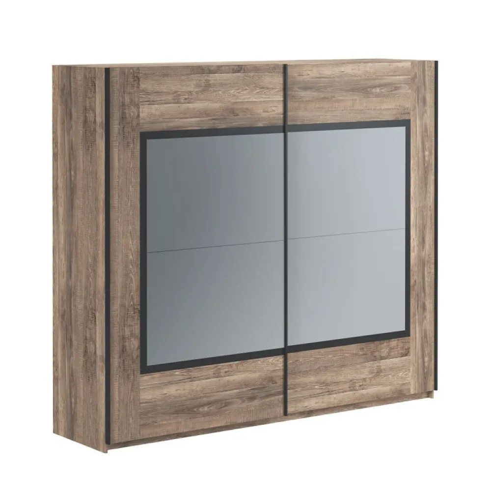 jad__kleerkast_veronique__0.webp JAD - Kleerkast Veronique - 2 schuifdeuren - Donkere Eik - 250x215x60cm | Belga Meubelen Outlet