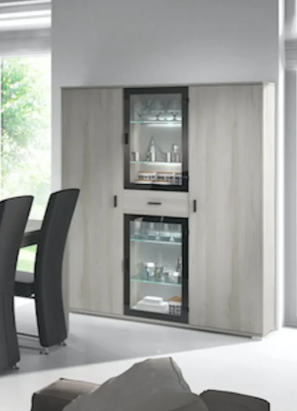 JAD - Vitrine Michael - Girjze Eik - 135x170x40cm | Belga Meubelen New
