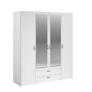 Kleerkast Daily - 4 Draaideuren - Wit - 160x185x51cm | Belga Meubelen Fashion