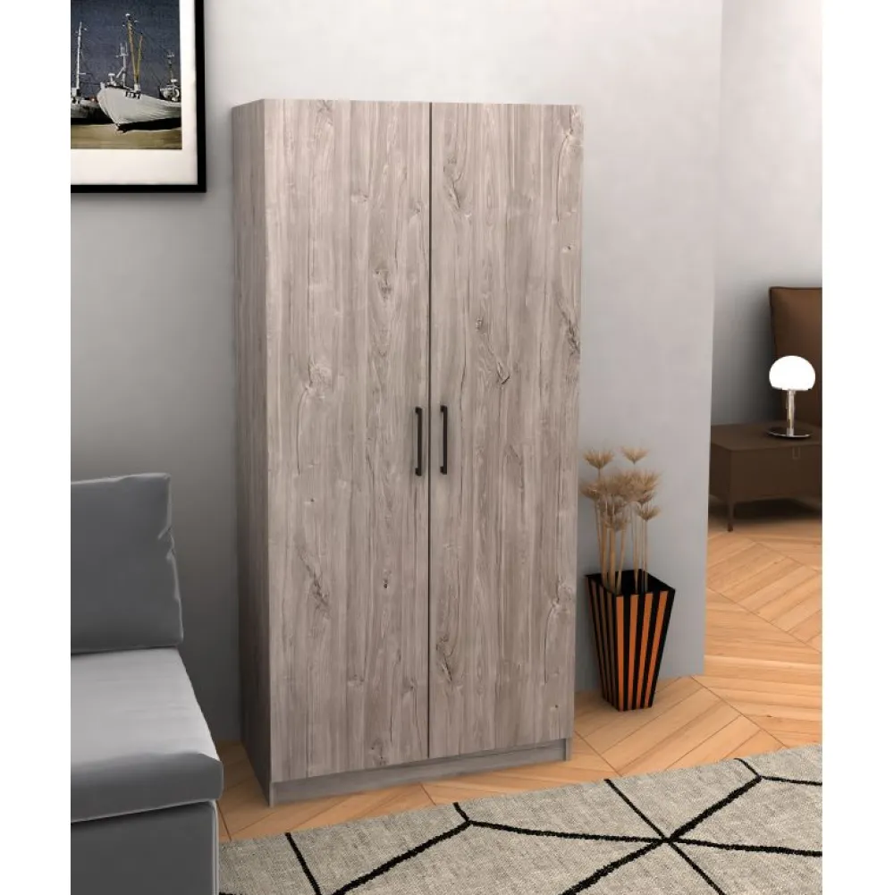 kleerkast_malli___draaide_0-1.webp Kleerkast Malli - 2 Draaideuren - Grijze Eik - 80x180x40cm | Belga Meubelen Best