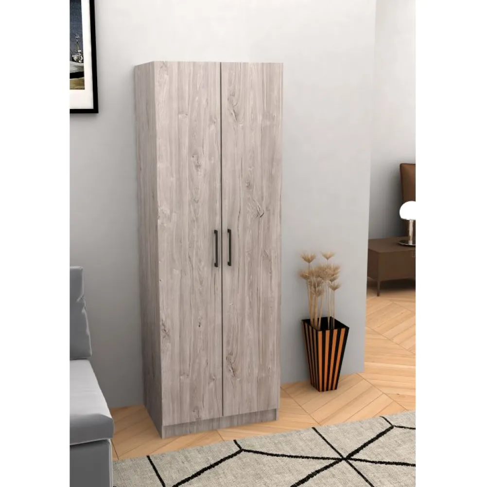 kleerkast_malli___draaide_0.webp Kleerkast Malli - 2 Draaideuren - Grijze/Eik - 60x180x40cm | Belga Meubelen Online