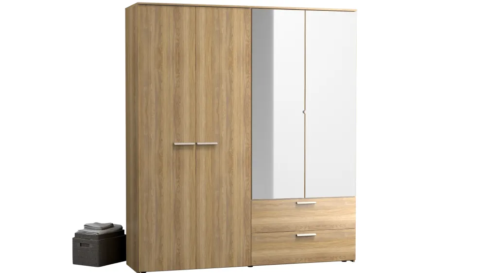 kleerkast_opus___deuren___0.webp Kleerkast Opus - 4 deuren - Eiken - 200x55x229cm | Belga Meubelen Fashion