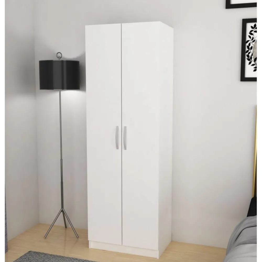kleerkast_snow___twee_dra_0.webp Kleerkast Snow 2 - Twee draaideuren - Wit - 60x180x40cm | Belga Meubelen Best