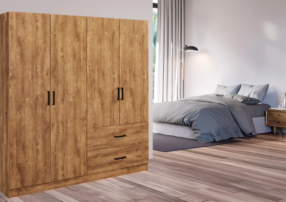 kleerkast_wilson__denver__0.webp Kleerkast Wilson - Denver eik decor - 2 schuiven - 160x180x40cm | Belga Meubelen Clearance