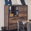 Meubar - Barkast Kuta - BAR6 - K647 - Donker scheepshout/Zwart - 125x153x50cm | Belga Meubelen Online