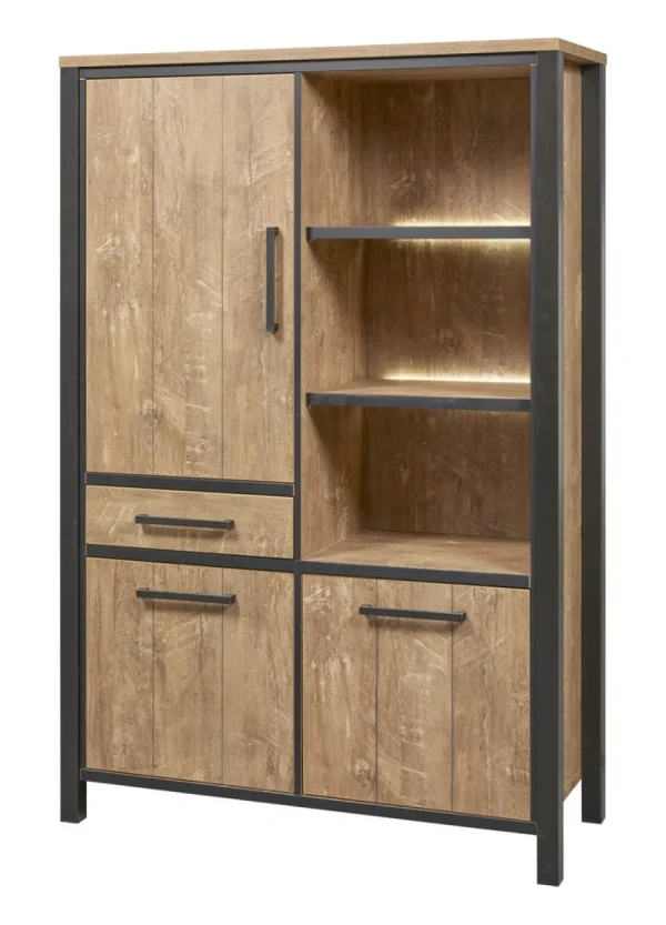 Meubar - Barkast Lovina - BAR6 - K661 - Oranje Teakhout/Zwart - 126x189x50cm | Belga Meubelen Best