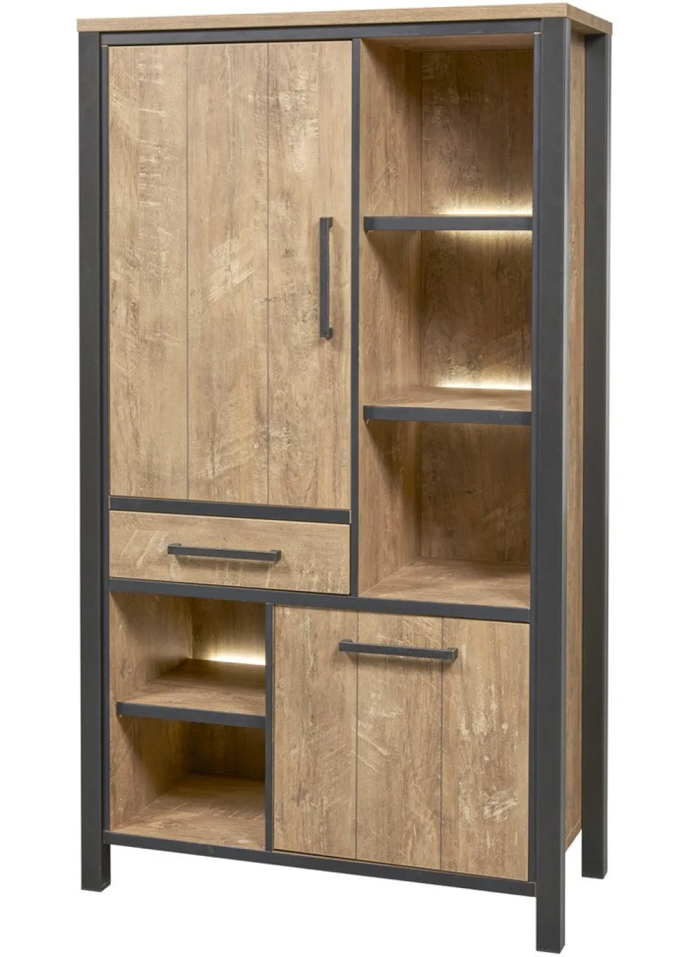 meubar__barkast_lovina__b_0.webp Meubar - Barkast Lovina - BAR7 - K661 - Oranje Teakhout/Zwart - 107x189x50cm | Belga Meubelen Outlet
