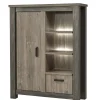 Meubar - Barkast Mali - V6 - K538 - Millenium Eik Donker Bruin/Imitatie staal - 129x164x50cm | Belga Meubelen New