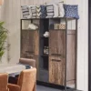 Meubar - Barkast Samir - BAR6 - K646 - Donker scheepshout/Grijs - 145x185x50cm | Belga Meubelen Sale