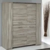 Meubar - Barkast Stone - BAR1 - K437 - Spint eik grijs/Marmer - 140x163x50cm | Belga Meubelen Fashion