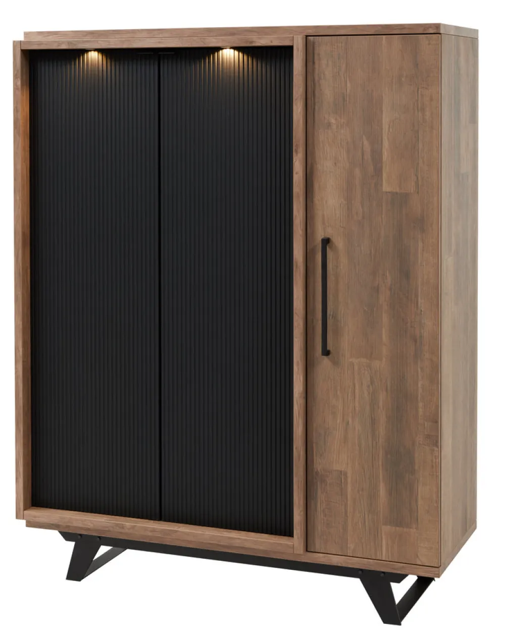 meubar__barkast_trentino__0-1.webp Meubar - Barkast Trentino - BAR6 - K671 - Old Teak/Matt black - 131x167x50cm | Belga Meubelen Sale