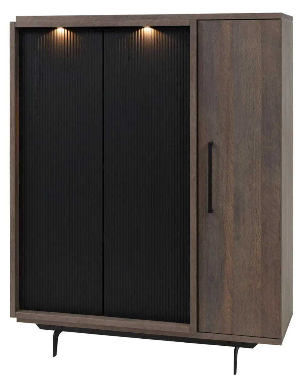 meubar__barkast_trentino__0-3.webp Meubar - Barkast Trentino - BAR6 - K677 - Golden oak/Matt black - 131x167x50cm | Belga Meubelen Discount