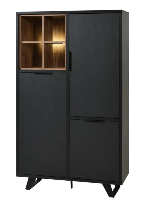 Meubar - Barkast Veneto - BAR6 - K717 - Elegant black/Old teak - 113x192x50cm | Belga Meubelen Sale
