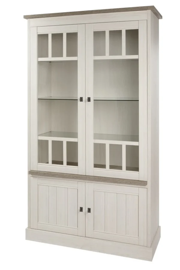 Meubar - Barkast York - V1 - K467 - Lariks/Kristal eik licht bruin - 122x222x50cm | Belga Meubelen New