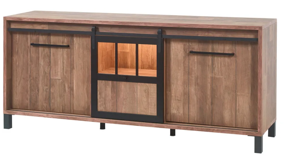 meubar__dressoir_alcatraz_0-2.webp Meubar - Dressoir Alcatraz - DR7 - K671 - Old teak/Matt black - 207x90x50cm | Belga Meubelen Sale