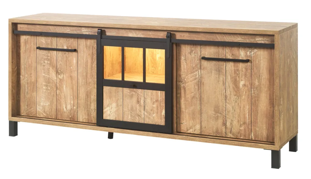 meubar__dressoir_alcatraz_0-5.webp Meubar - Dressoir Alcatraz - DR7 - K661 - Oranje Teakhout/Zwart - 207x90x50cm | Belga Meubelen Clearance