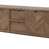 Meubar - Dressoir Jaipur - DR6 - K671V - Old teak (Fishbone doors)/Matt Black - 232x77x50cm | Belga Meubelen Online