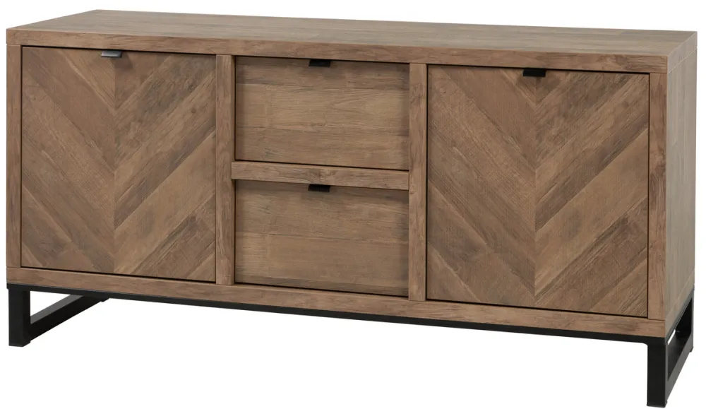 meubar__dressoir_jaipur___0.webp Meubar - Dressoir Jaipur - DR8 - K671V - Old teak (Fishbone doors)/Matt Black - 159x77x50cm | Belga Meubelen New
