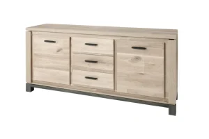 Meubar - Dressoir Jan - DR8 - K497 - Oude eik/imitatie staal - 184x92x50cm | Belga Meubelen New