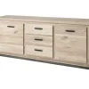 Meubar - Dressoir Jan - DR7 - K497 - Oude eik/imitatie staal - 203x92x50cm | Belga Meubelen Fashion