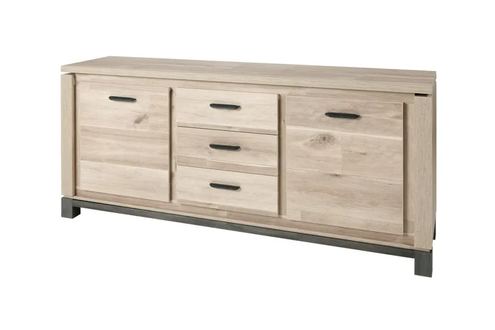 meubar__dressoir_jan___dr_0-2.webp Meubar - Dressoir Jan - DR7 - K497 - Oude eik/imitatie staal - 203x92x50cm | Belga Meubelen Fashion