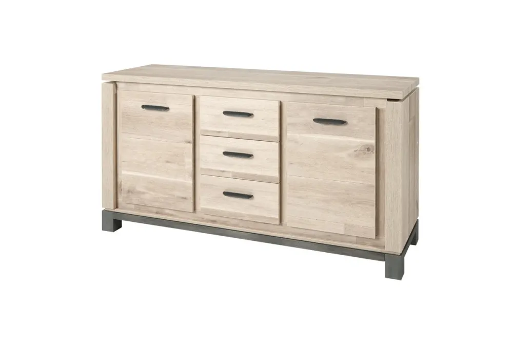 meubar__dressoir_jan___dr_0.webp Meubar - Dressoir Jan - DR9 - K497 - Oude eik/imitatie staal - 167x92x50cm | Belga Meubelen New