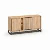 Meubar - Dressoir Kano - DR8 - K545BL - Millenium oak nature/Elegant black - 180x89x49cm | Belga Meubelen Fashion