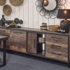Meubar - Dressoir Kuta - DR6 - K647 - Donker scheepshout/Zwart - 243x85x50cm | Belga Meubelen Fashion