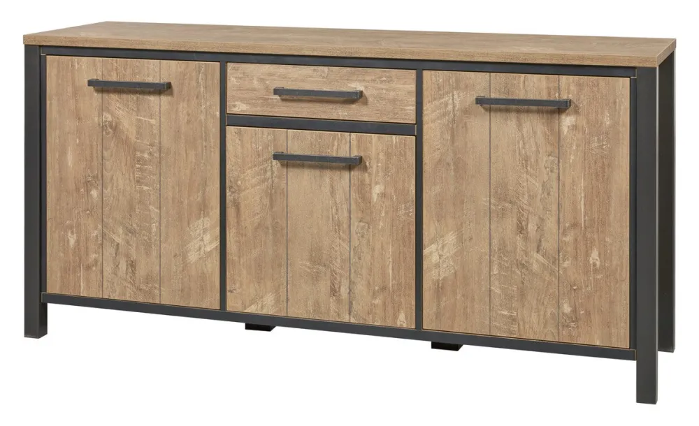 meubar__dressoir_lovina___0-1.webp Meubar - Dressoir Lovina - DR8 - K661 - Oranje Teakhout/Zwart - 183x89x50cm | Belga Meubelen Online