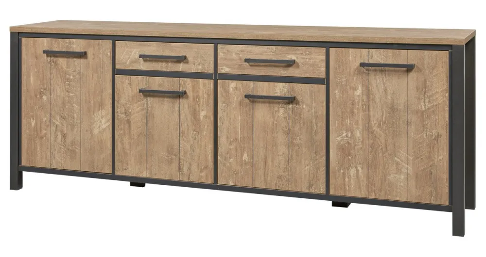 meubar__dressoir_lovina___0-3.webp Meubar - Dressoir Lovina - DR6 - K661 - Oranje Teakhout/Zwart - 240x89x50cm | Belga Meubelen Hot