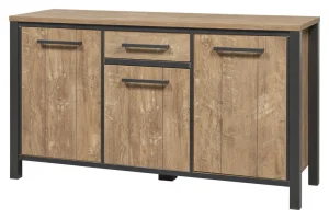 Meubar - Dressoir Lovina - DR9 - K661 - Oranje Teakhout/Zwart - 158x89x50cm | Belga Meubelen New