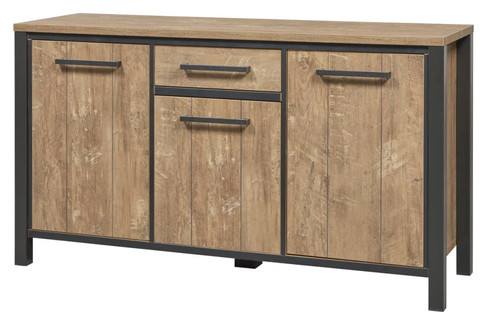 meubar__dressoir_lovina___0.webp Meubar - Dressoir Lovina - DR9 - K661 - Oranje Teakhout/Zwart - 158x89x50cm | Belga Meubelen New