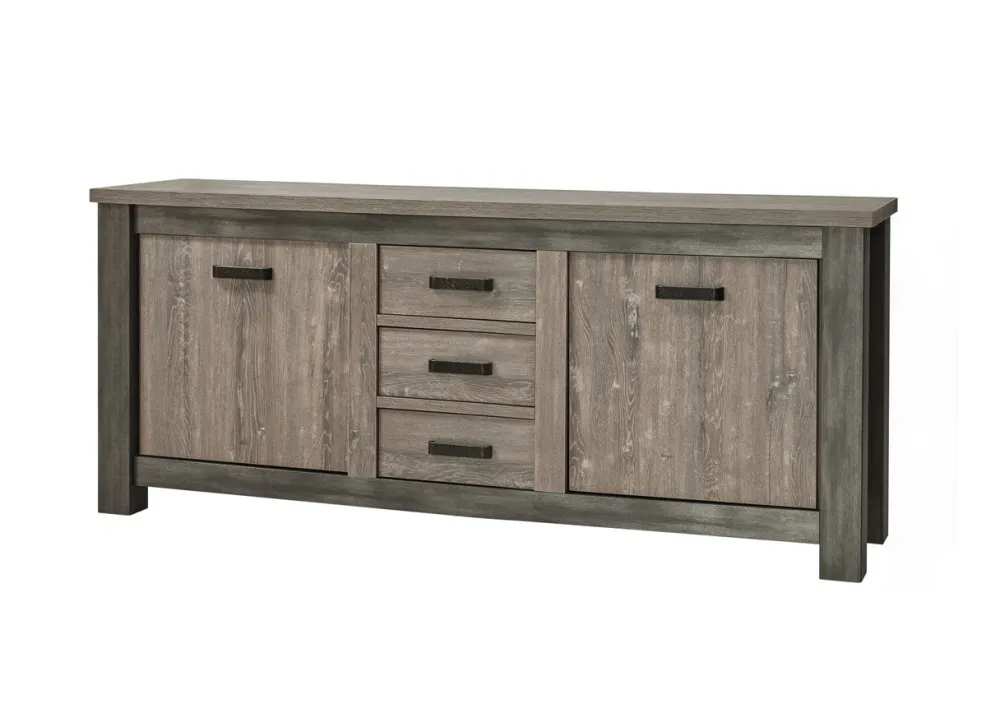 meubar__dressoir_mali__dr_0-1.webp Meubar - Dressoir Mali - DR7 - K538 - Millenium Eik Donker Bruin/Imitatie staal - 210x91x50cm | Belga Meubelen Sale