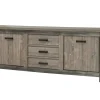 Meubar - Dressoir Mali - DR6 - K538 - Millenium Eik Donker Bruin/Imitatie staal - 228x91x50cm | Belga Meubelen Fashion