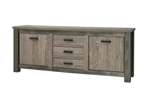 Meubar - Dressoir Mali - DR6 - K538 - Millenium Eik Donker Bruin/Imitatie staal - 228x91x50cm | Belga Meubelen Fashion