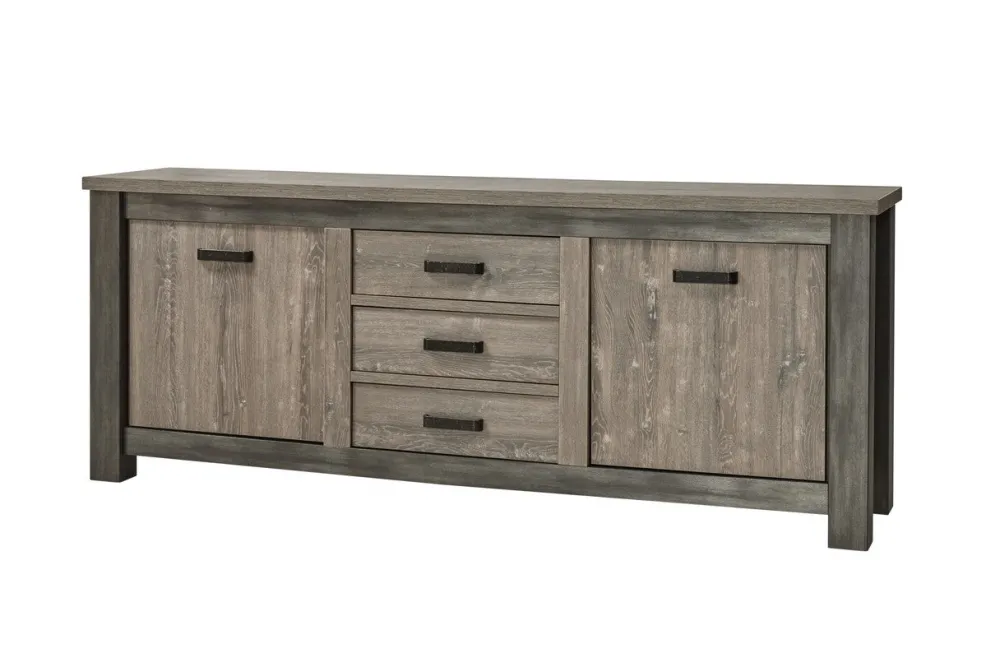 meubar__dressoir_mali__dr_0-2.webp Meubar - Dressoir Mali - DR6 - K538 - Millenium Eik Donker Bruin/Imitatie staal - 228x91x50cm | Belga Meubelen Fashion